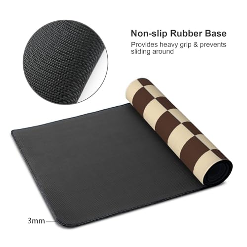Brown Checkered Mouse Pad Large Desk Mat for Keyboard and Mouse Non-Slip Gaming Mousepad Office Desk Accessories for Computer 35.4x15.7Inch - color: Brown Checkered