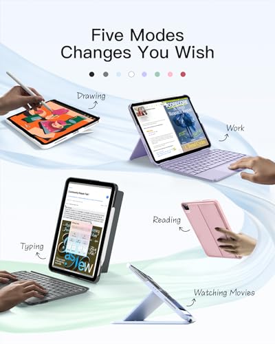Inateck for iPad (A16) 11th/10th Gen 450g Ultralight Keyboard Case, Air 11" 2026 M4 /M3/M2, Air 5/4th, Pro 11 4/3/2/1th,1 Second Magnetic Detachable Keyboard with Touchpad, AceTouch, Graphite - color: Graphite