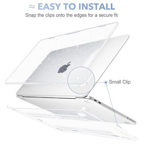 May Chen Compatible with MacBook Neo 13 inch Case 2026 Model A3404, Plastic Hard Shell,Keyboard Cover,Screen Protector,Dust Plug, for MacBook Neo 13" with A18 Pro Chip, Glitter Clear - color: Glitter Clear