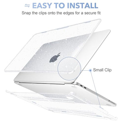 May Chen Compatible with MacBook Neo 13 inch Case 2026 Model A3404, Plastic Hard Shell,Keyboard Cover,Screen Protector,Dust Plug, for MacBook Neo 13" with A18 Pro Chip, Glitter Clear - color: Glitter Clear