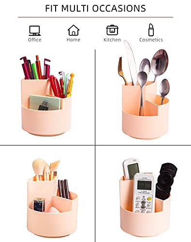 Desk Pencil Pen Holder, 3 Slots 360-Degree Spinning Organizers, Desktop Storage Stationery Supplies, Cute Cup Pot for Office, School, Art Supply, Kids - Pink - color: Pink