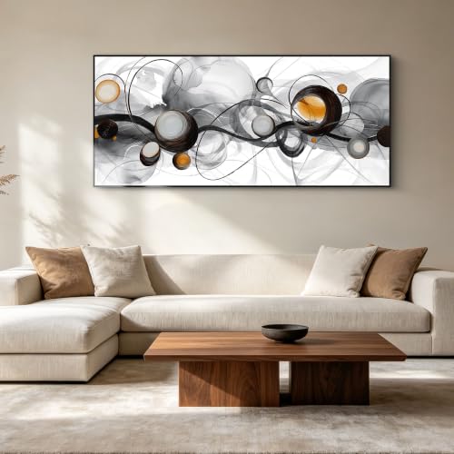 XLSJERST Wall Art for Living Room Picture - Extra Large Abstract Cavnas Artwork for Walls Black and White Minimalist Modern Framed Painting Home Decor - 70x31 Inches - color: Black and grey, size: 70"L x 31"W