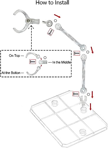 3 Pack Action Figure Stand for 3.75" and 6" Figures - Each Doll Model Support Stand includes 3 Clamps Sizes,Action Figure Display Holder Base Display Your Action Figures in Style