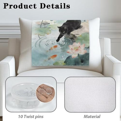 Recliner Slipcovers Recline Headrest Cover Cat Lotus Leaf Lotus Flower Sofa Armchair Headrest Cover Lounge Chair Headrests Protector Covers Not Easy to String - color: Cat Lotus Leaf Lotus Flower