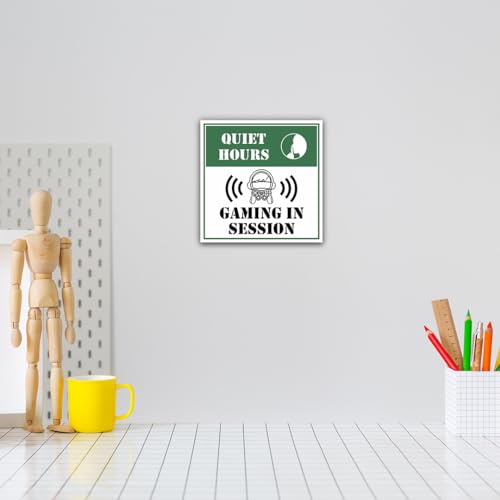 Square Plus Quiet Hours: Gaming in Session Wall or Door Sign | Easy Installation | Gaming Room Signage - Large - size: 8 x 8' - Large