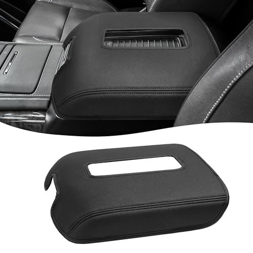 Center Console Armrest Cover for GMC Sierra & Chevrolet Silverado 2014-2018, Tahoe & Yukon & Suburban 2015-2020, Bucket Seat, Car Armrest Protector, Scratchproof, Black - color: Black