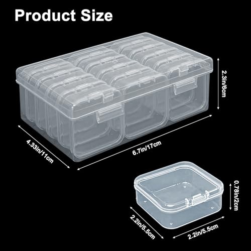 15 Pack Bead Organizer Box, Clear Plastic Storage Containers with Hinged Lids for Jewelry Making, Crafts, Beads, Small Parts Organization, Mini Craft Supply Cases - color: 15 pack