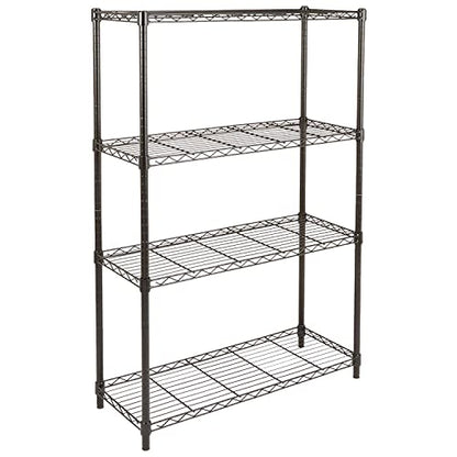 Amazon Basics 4-Shelf Adjustable Heavy Duty Steel Wire Rack Storage Shelving, Sturdy Garage Shelving, 350 lbs Capacity Per Shelf, Easy No-Tool Assembly, 36" x 14" x 54", Black - color: Black, size: 36" L x 14" W x 54" H, style: 4 -Shelf