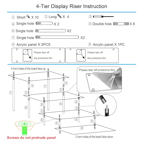 HENABLE 4 Tier Acrylic Perfume Organizer Stand, Clear Display Risers for Perfume, Cologne, Cosmetic, Skincare, Funko POP, Dessert Display, Cupcake Stand Holder - size: 4-Tier 11.6IN