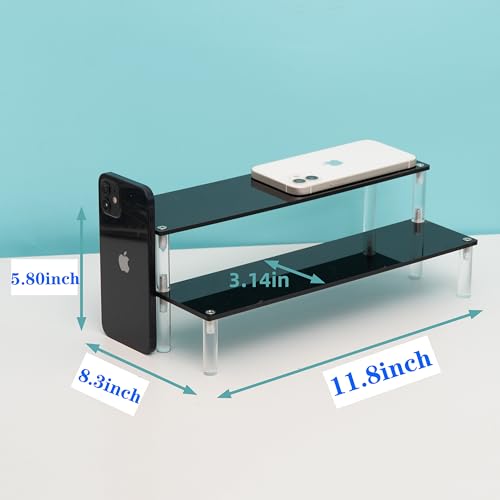 2 Tier Black Acrylic Display Riser Cupcake Stand Display Shelf for Decoration, Makeup - size: 2 tier