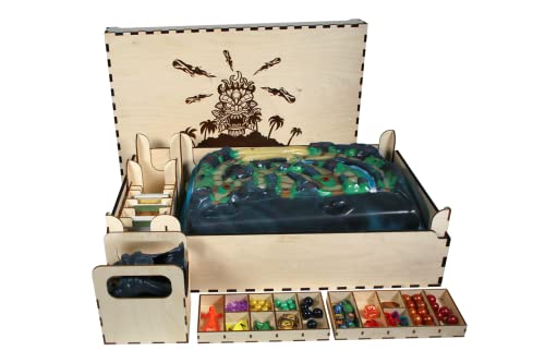 The Broken Token Fireball Island Compatible Game Crate - Wooden Storage Box with Multiple Trays