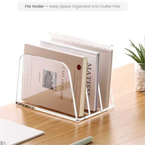 YUXUN Desk File Organizer,3-Section Vertical Clear Acrylic Desk Organizer File Holder Mail Sorter Office Organization for Office Home &Classroom（B5） - style: 3-Section,B5