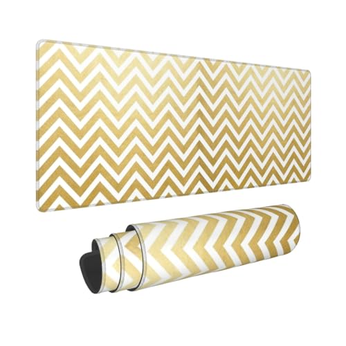 Golden Geometric Diagram Mouse Pad Large Gaming Mousepad Non-Slip Rubber Base Keyboard Mouse Mat for Laptop Keyboard Desktop 31.5 x 11.8 inch - color: Golden Geometric Diagram