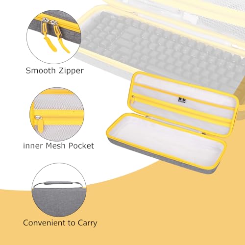 Tourmate Hard Storage Case for ASUS ROG Strix Scope II 96 Wireless Gaming Keyboard - Travel Case for RK ROYALKLUDGE RK98/RK96/N80/RK61,Aula F87/HERO 68/ S98 Pro(Only Box) (Linen Gray & Yellow) - color: Linen Gray & Yellow