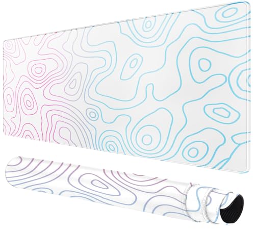 Rcege Large Mouse Pad for Desk - Gaming Mouse Pad with Stitched Edges, Anti-Slip Base for Keyboard and Mouse(Dazzle White,23.6x11.8 inch) - color: Dazzle White, size: 23.6L x 11.8W inches