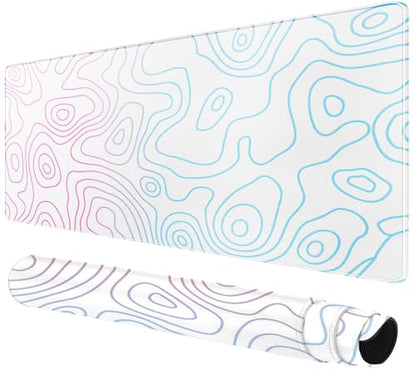 Rcege Large Mouse Pad for Desk - Gaming Mouse Pad with Stitched Edges, Anti-Slip Base for Keyboard and Mouse(Dazzle White, 31.5L x 15.8W inches) | waterproof surface, smooth tracking, keyboard & mouse, desk office use, easy clean, durable mouse mat - colo