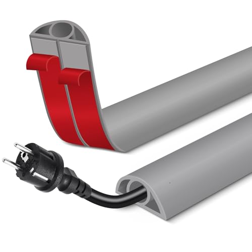 Floor Cord Cover for Wires on Floor Self Adhesive Cord Hider Floor Cable Management Wire Covers for Cords Protector Prevent Cable Trips Cord Cavity W 0.32" x H 0.32", Gray, 3.3Ft - color: Gray, size: 0.78 In x 3.3 Ft