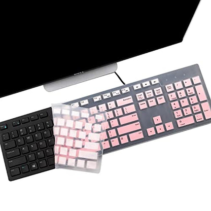 i-Tensodo 2 PCS Keyboard Cover for Dell Inspiron/Optiplex Desktop 5250 3050 3240 5460 7450 7050 3475 3670 3477 |Dell KM636 /Dell KB216 Keyboard US Layout Keyboard Cover - color: OmbrePink+Clear