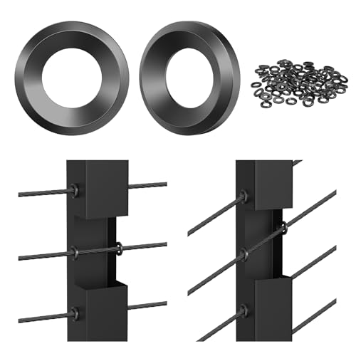 BLIKA 100Pack Black Cable Railing Adhesive Sleeves for 1/8" 5/32" 3/16" Wire Rope Cable, T316 Stainless Steel, 2.8mm Thickness Cable Railing Protector Adhesive Sleeves for Deck Stair Cable Railing Kit - size: Black