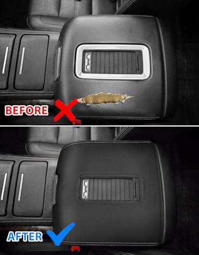 Center Console Armrest Cover for GMC Sierra & Chevrolet Silverado 2014-2018, Tahoe & Yukon & Suburban 2015-2020, Bucket Seat, Car Armrest Protector, Black Gray Stitching - color: Black Gray