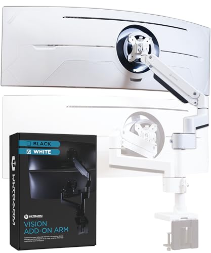 ULTRARM Heavy Duty Extension Arm Accessory for MA20PW-S Do Not Use Alone | Max 3 Screens, Dual 49" Vertical Stacked Monitor Mount, Base & Pole Not Included, VESA 100x100, White, MA20PW-A - color: White, size: Extension Monitor Arm