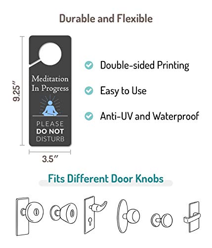 2 Pack Meditation Door Hanger, 9.3"x3.5" PVC Plastic, Do Not Disturb Sign for Room - color: Version E