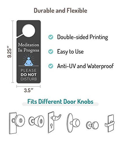 2 Pack Meditation Door Hanger, 9.3"x3.5" PVC Plastic, Do Not Disturb Sign for Room - color: Version E