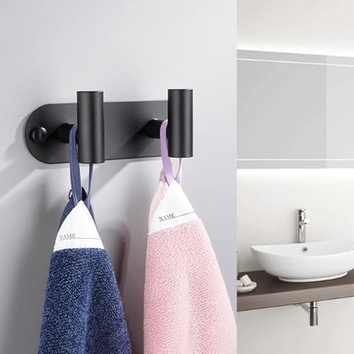 Coat Hook Rack, Wall Mounted Coat Rack with 2 Hooks, Heavy Duty Towel Hooks Rack Wall Hooks for Hanging Clothes Jacket, Stainless Steel Coat Hanger for Bathroom Entryway Mudroom(Matte Black) - color: Matte Black, size: 2 Hook