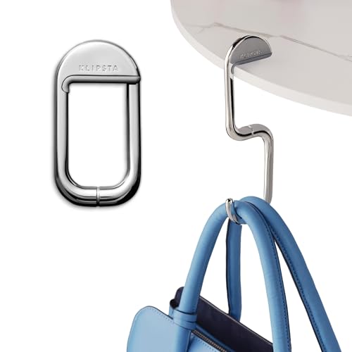 FLIP Bag Hook - Newly Redesigned. Portable Purse Hanger for Table with Magnetic Closure - Now Holds up to 50 lbs (Silver) - color: Silver