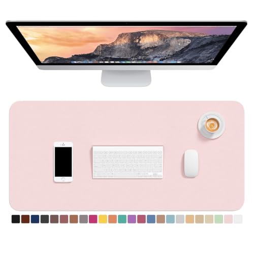 Hsurbtra Desk Pad, 30" x 14" PU Leather Desk Mat, XL Extended Mouse Pad, Waterproof Desktop Blotter Protector, Non-Slip Ultra Thin Large Laptop Keyboard Writing Mat for Office Home, Pink - color: Pink, size: 30" x 14"