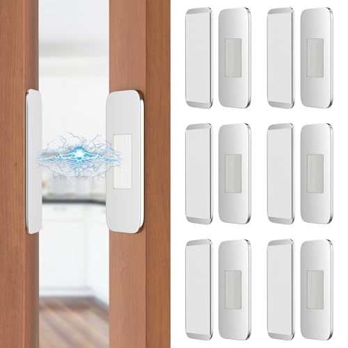 Jiayi 6 Pack Ultra Thin No Drill Magnetic Cabinet Door Catch, Adhesive Stainless Steel Drawer Door Cabinet Magnets to Stay Closed, Cabinets Latches for Kitchen, Bathroom, Closet, RV Doors Closure - color: Silver
