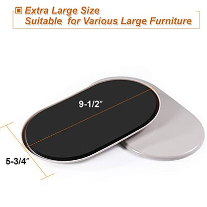 Large Furniture Sliders for Carpet & Hardwood Floors, 8 PCS 9-1/2" x 5-3/4" Oval Reusable Heavy Duty Furniture Movers Sliders, Easily and Safely Move Any Item, Beige - size: 9-1/2 inch x 5-3/4 inch 8 PCS (Oval)