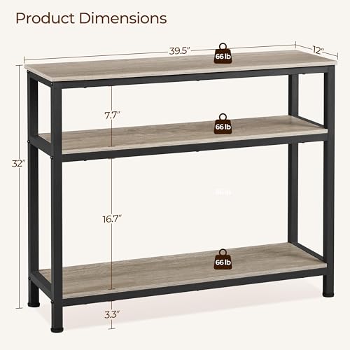 Yaheetech Entryway Table with Storage Shelves, 40 Inch Console Table with Metal Frame, Wood Behind Couch Sofa Tables for Entryway, Living Room, Gray - color: Grey