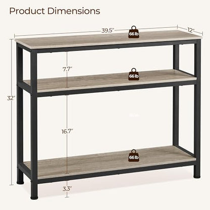 Yaheetech Entryway Table with Storage Shelves, 40 Inch Console Table with Metal Frame, Wood Behind Couch Sofa Tables for Entryway, Living Room, Gray - color: Grey