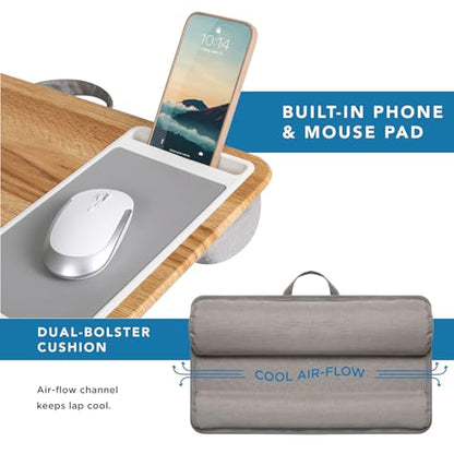 LAPGEAR Home Office Lap Desk with Device Ledge, Mouse Pad, and Phone Holder - Oak Woodgrain - Fits up to 15.6 Inch Laptops - Style No. 91589 - color: Oak Woodgrain, size: Home Office W/Device Ledge