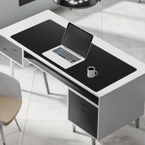 Mydours Extra Long PU Leather Desk Mat, 43.3" x 15.7", Waterproof Surface with Anti-Slip Suede Backing, Black - Extended Coverage for Monitors, Home Office Durable Scratch Resistant Desk Blotter - color: Black, size: 43.3" x 15.7"