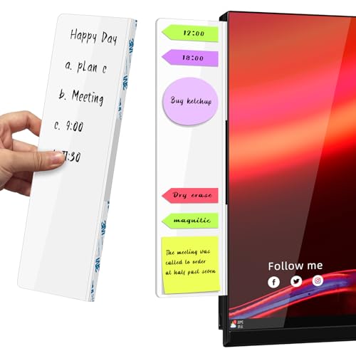 Crpich White Small Monitor Memo Board – 10.6" x 3.3", 2 Pack Acrylic Sticky Note Holders for Screen Side, Computer Desk Organizer - style: 10.6" X 3.3"-White-2Pack