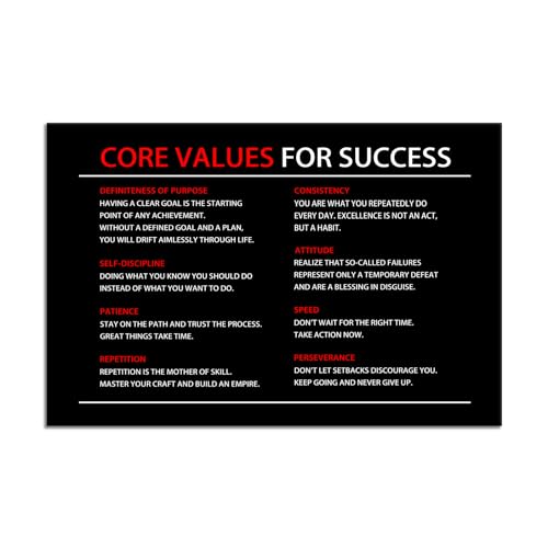 Inspirational Canvas Poster Core Values for Success Wall Art Painting Artwork Motivational Picture Print Wall Decor for Office Home Living Room Bedroom Wooden Framed Ready to Hang [12''Wx 18''H] - color: A-ONE-19, size: 12"L x 18"W