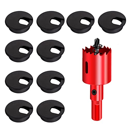 TuTuYa 10PCS Desk Grommet, Desk Grommet 1-3/8 Inch(35mm) Desk Cable Grommet Desk Cable Hole Covers with Hole Saw, Ideal Solution for Office and Home Table Cable (Black,1-3/8 Inch) - color: 1-3/8 Inch_35mm Black 10PCS