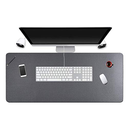 Desk Pad for Office Home 31" x 13",PU Leather Waterproof Large Desk Writing Mat Organizer,Multifunctional Ultra Thin Dual Use Desk Blotters Mouse Pad Protector … (Grey) - color: Grey
