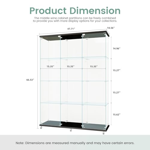 Beauty4U Glass Display Cabinet with 12 Shelves, Extra Large 3 Columns 2 Doors Curio Cabinets for Living Room, Bedroom, Office, Black Floor Standing DIY Glass Bookshelf, Quick Installation - color: Black, size: 3-Column 12-Shelf