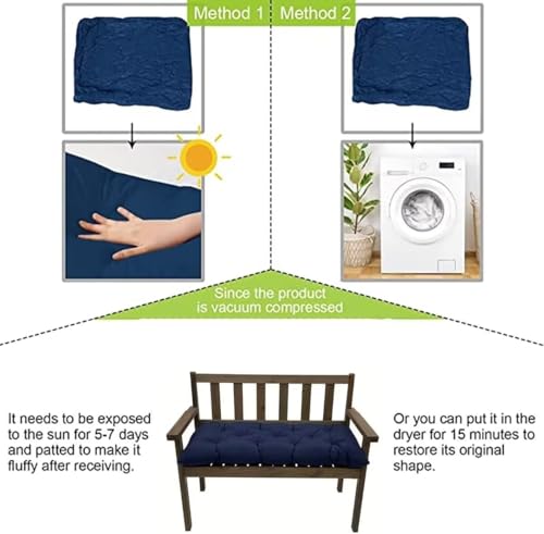 Waterproof Swing Chair Cushions for Outdoor Furniture Patio Beach Cushion Thick Outdoor Garden Beach Seat Pad 20 x 40 in Navy Green - color: Navy Green