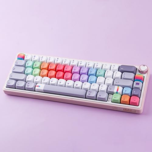 Tsungup MOA Profile Keycaps,131 Keys Gray Rainbow Candy Custom Keycaps,PBT Cute Dye Sub Key Caps Keyboard Keycap Set for MX Switches Mechanical - color: Gray Rainbow Candy