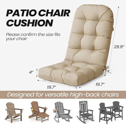 Crestlive 50x20x4 Inch Sunbrella Adirondack Chair Cushion Outdoor Chair Cushion Water Resistant High Back Thick Patio Replacement Cushion Antique Beige - color: Sunbrella Antique Beige, size: 1