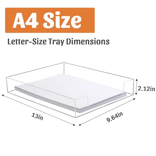 Letter-Size Tray Desk Letter Tray Paper Tray, Sturdy Heavy-Duty Plastic Printer Paper Tray, Single-Tier Stackable File Storage Organizer for Office Home (Clear) - color: Clear