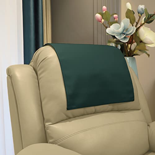 Premium Headrest Cover for Recliner Chair,Flame Retardant Faux Leather Headrest Protector for Furniture, Theater Seat Cover Head Protector Cover for Home & Office Sofa,16Wx27L, Dark Green - color: Dark Green