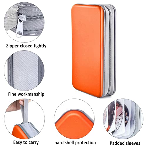 DVD Case, Bivisen CD Case Holder Wallet Binder 96 Capacity CD/DVD Cases Storage Holder Binder Organizer Wallet Book for Car Home Travel (Orange) - color: Orange