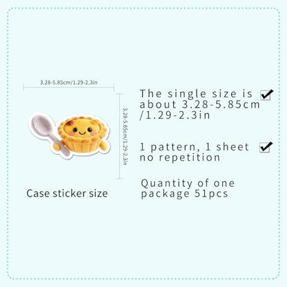 50 PCS Cute Plush Stickers for Scrapbooking, Kawaii Cartoon Decals for Journaling Planner, Waterproof Adorable Food Animal Vinyl Stickers for Water Bottle Laptop Phone DIY Crafts - style: A6