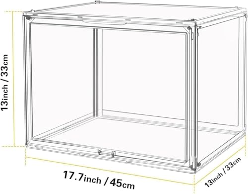 GUDEMAY Large Clear Stackable Acrylic Storage Bins with Door, Dustproof Figure Collectibles Display Case, Football & Motorcycle Helmet Showcase, Basketball, Sports Memorabilia Organizer (XL, Count, 3) - size: XL