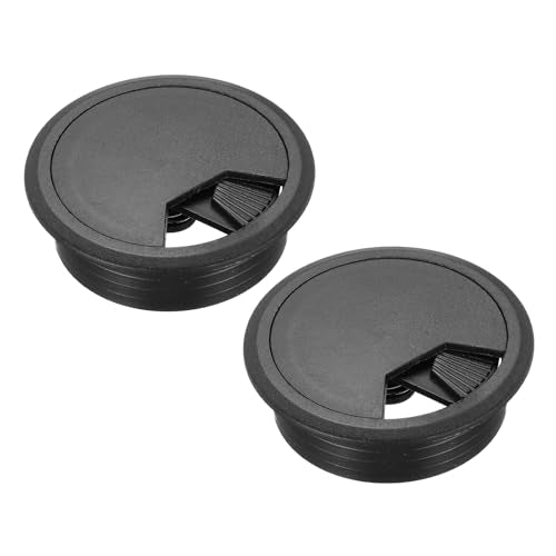 MECCANIXITY 2 Pcs Desk Grommet 2 Inch(50mm), Round Desk Cord Hole Cover Wire Cable Organizer for Home Office Computer Table Cables, Black - color: Black, size: 2 Inch(50mm)